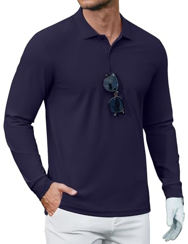 Polo à manches longues homme respirant chemise de golf anti-transpiration légère