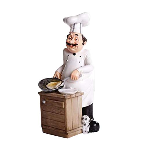 SUPVOX Chef Figurines Chef Statue for Kitchen Counter Top Restaurant Cafe Resin Desktop Decorative Ornaments Christmas Centerpiece Bakery Crafts Cooking White