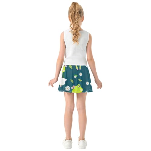 Cute Frogs Ballerinas Green Girls Skorts Athletic Shorts Toddlers Tennis Skirts Running Cheer Skirt 3t4