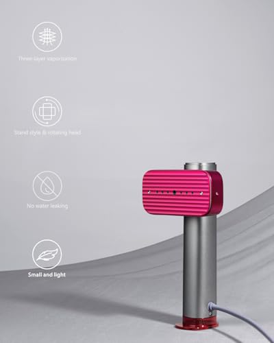 Image of G5 Pro Travel Steamer For Clothes, 110-240V Portable Handheld Irons-15S Fast Heat Up, Auto Shut-Off Rotating Head With Big Iron Panel, 100Ml Tank Self-Standing For Global Travel(Silver-gray pink)