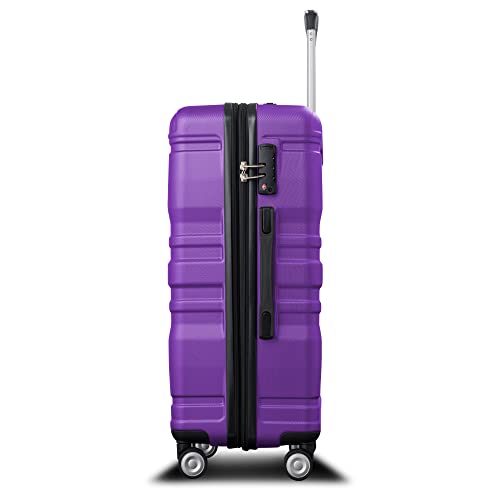 Expandable ABS Hardshell 3-Piece Luggage Set with Spinner Wheels & TSA Lock - Purple4