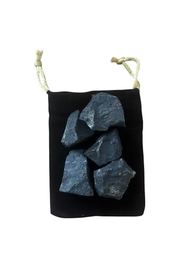 Piedra Shungita Natural de 20 a 30mm 5PCS, shungita en Bruto Protección Electromagnética, cristal de cuarzo negro natural para la fabricación de joyas (Shungita, 5)