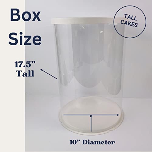 Sweet Degrees Kitchen 2 Sets Extra Tall Clear Cake Boxes With Ribbon Plus 15 Free Baking Recipes, Clear Gift Box, Tall Transparent Cake Box - White Cake Carrier (White 10" D x 17.5" H) - Thumbnail 2