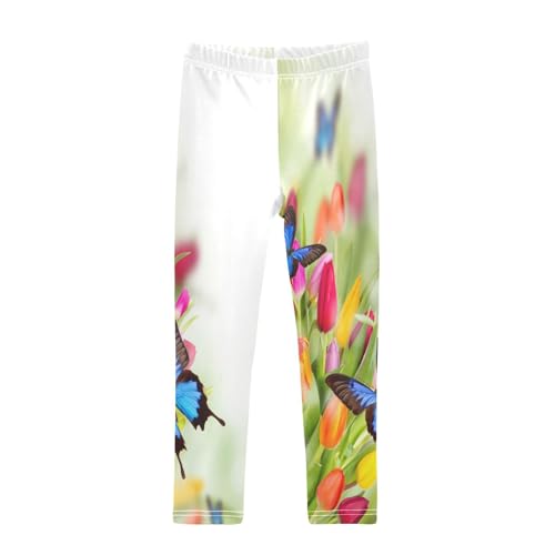 Toddler Girls Leggings Printed Yoga Pants Leggings Tulip and Butterfly for Kids