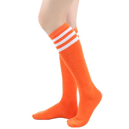 Image of Athletic Knee High Socks Stripe Running Baseball Thigh High Stockings Outdoor Sport Tube Socks
