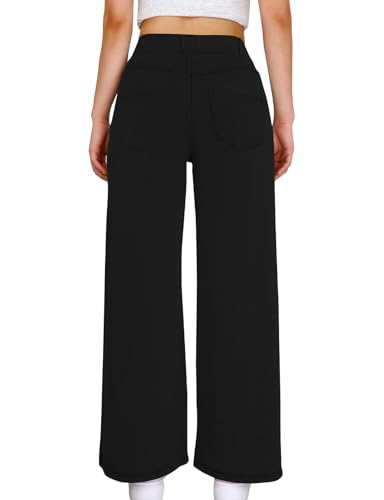 Simple Flavor Women's Wide Leg Jeans High Waisted Stretch Pull-on Baggy Denim Pants with Pockets2