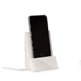 Bey-Berk White Marble Desktop Phone/Tablet Cradle with a Pass-Thru Hole for Charging Cable.