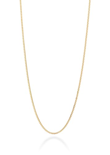 Miabella Italian 925 Sterling Silver or 18K Gold Plated 925 Sterling Silver Thin 0.8mm Box Chain Necklace for Women Made in Italy (yellow-gold-plated-silver Length 18 inches)