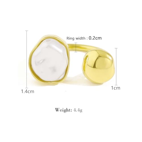Baroque Pearl Ring for Women Irregular Pearl Rings Gold Statement Ring Adjustable Chunky Pearl Ring for Women Holiday Wedding Jewelry4