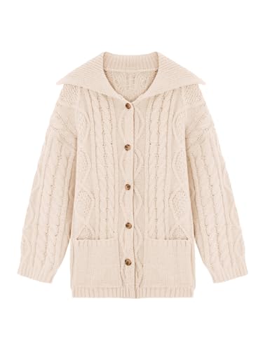 Saodimallsu Womens Cable Knit Cardigan Sweaters Fall Oversized Long Sleeve Button Open Front Knit Sweater Coats