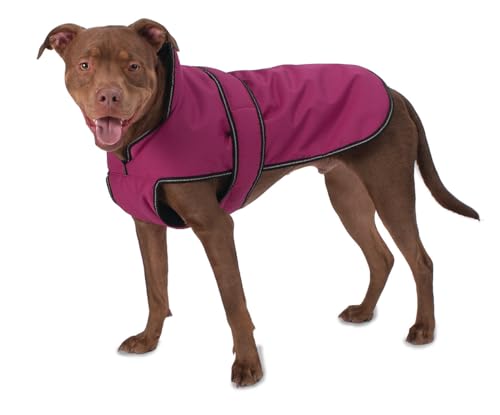 PetRageous 7303MXL Juneau Waterproof Cold Weather Dog Coat with Full Chest Coverage Leash Opening - 23-Inch Long Heavyweight Jacket for Extra Large Breeds, Magenta