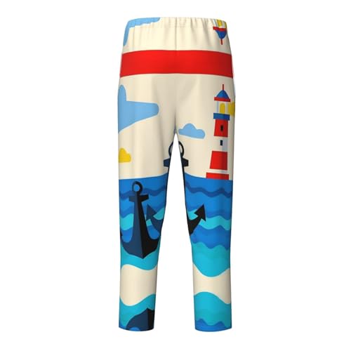 Pajama Pants Pajama Bottoms with Elastic Waistband Sleepwear Lounge Pants, Ocean Anchor Lighthouse2