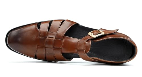 Santimon Mens Sandals Leather Dress Casual Shoes - Stylish Fashion Summer Fisherman Sandals with Adjustable Buckle & Breathable for Business3