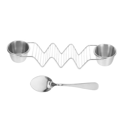 Cabilock 1 Set Stainless Steel Taco Holder with Sauce Cup Taco Serving Stand for Family Gatherings and Everyday Kitchen Use