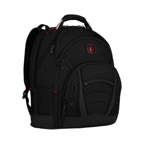 WENGER Synergy Deluxe Laptop-Rucksack mit Tabletfach, Notebook 14 Zoll bis 16 Zoll, Tablet bis 10 Zoll, 26 l, Damen Herren, Büro Business-Reisen Uni, Schwarz, 606491