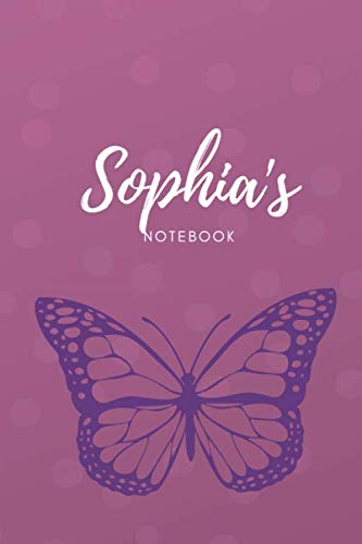 Sophia's Notebook: College Ruled Notebook Journal - Pink & Butterfly - Girl & Woman - 120 pages 6x9 inches