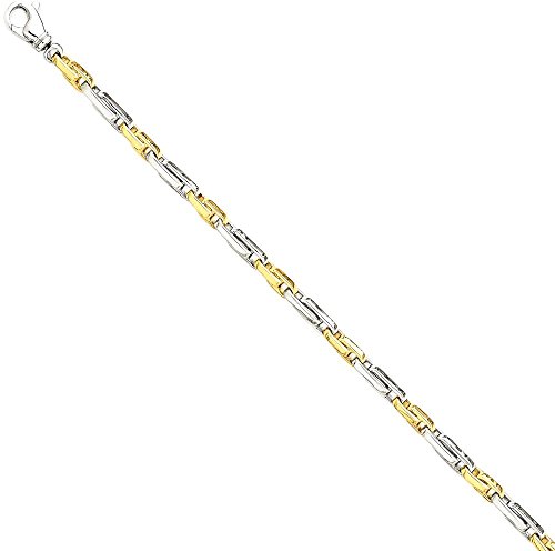 14K Two Tone Gold 8.5 Inch 5Mm Hand Link Bracelet Chain Fancy H Fine Jewelry For Women Gifts For Her #TOP7