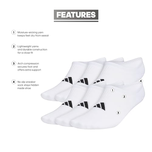 adidas mens Superlite 3.0 Super No Show Socks (6-pair) Ultra Low-profile, Arch Compression for Secure Fit2