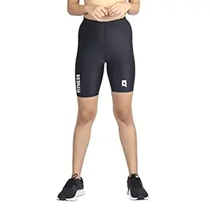 Quada Men Polyester Compression Sports Shorts Half Tights (Black, 2XL)