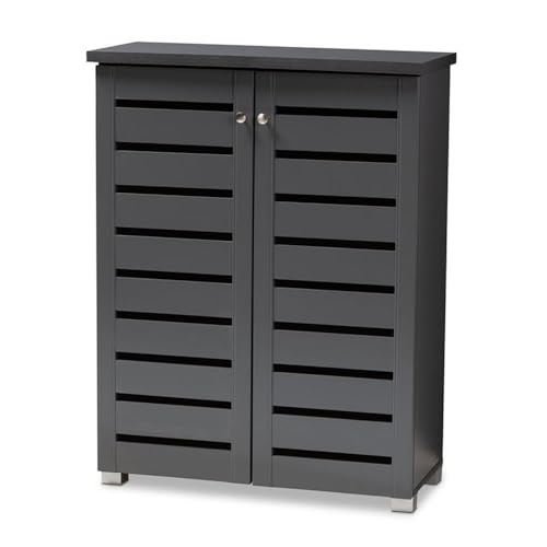 BOWERY HILL 2-Door Wood Entryway Shoe Cabinet in Dark Gray