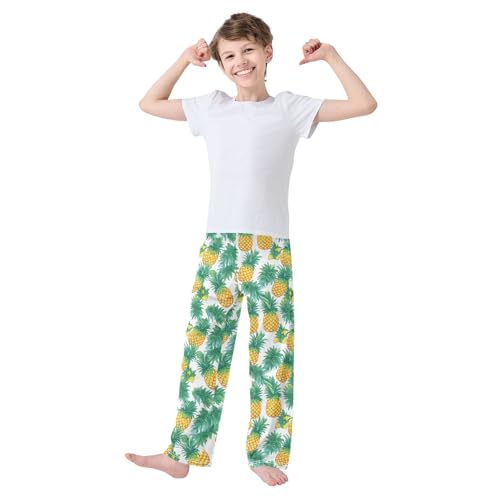 Boys' Pants Pineapple Fruit Green Long Bottoms Jogger Pants Elastic Waist Trousers with Pockets S-XL2