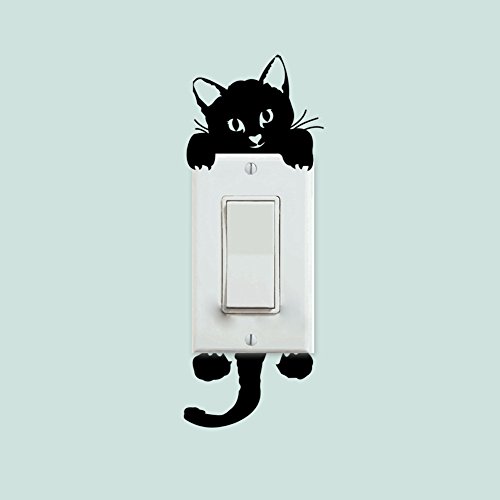 Dofover Wall Stickers For Kids Bedroom/Living Room/Bathroom/Kitchen Light Switch Plate Covers Nursery Wall Decor Peel And Stick Wall Art Sticker Decals, Pack Of 5 (Cat) #TOP3