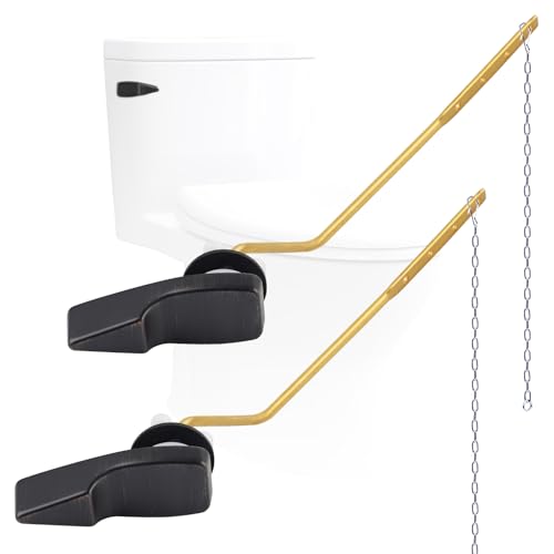 Image of 2PACK Universal Side Mount Toilet Handle Replacement Kit, Oil Rubbed Bronze | Compatible with American Standard /Mansfield /Gerber /TOTO /Kohler Toilet, Toilet Tank Flusher Lever with Flapper Chain