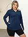 LOMON Women's Plus Size Long Sleeve Shirts UPF 50+ Sun Protection Quick Dry Hiking Oversize UV Shirts for Women（Navy Blue,XXL）