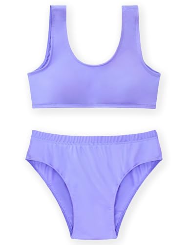 Image of Girls' Swimwear Sports Bra Swimsuit Bikini for Juniors 12-14 Years Old Purple Teen Two Piece Bathing Suits