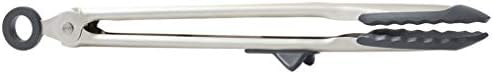 Tovolo Tip Top Tongs, Easy-Grip Silicone Head, Locking-Mechanism, 13 Inches, Charcoal
