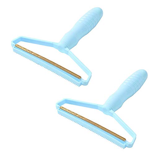 2 Piezas Removedor de Pelusa Portáti Quitapelusa Manual, Lint Remover Reutilizable, Retire el Pelo de Las Mascotas de la Alfombra, para Alfombra, Mantas,Ropa(Azul)