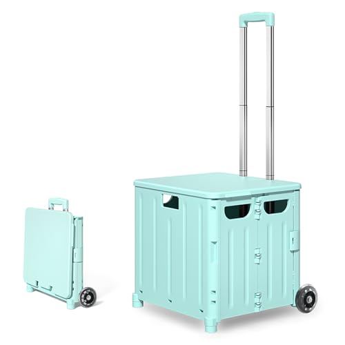 Einkaufstrolley Klappbar, Einkaufskorb mit Deckel 45L Kapazität, Alu Teleskopgriff, Faltbar Shopping Trolley Einkaufswagen, Einkaufskorb Kunststoff mit stabile Rädern, Klappbox Transport Trolley Grün Einkaufstrolley Klappbar, Einkaufskorb mit Deckel 45L Kapazität, Alu Teleskopgriff, Faltbar Shopping Trolley Einkaufswagen, Einkaufskorb Kunststoff mit stabile Rädern, Klappbox Transport Trolley Grün