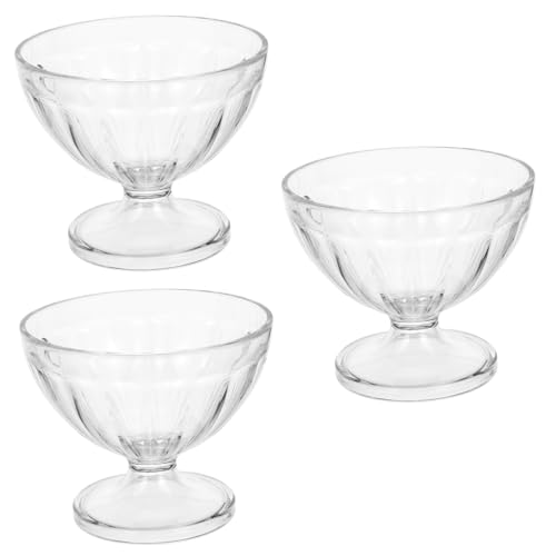 HOLIDYOYO 3個透明な製足付きデザートボウル 食器 透明アイスクリームボウル ムースやスイーツ用 ホームパーティーや に