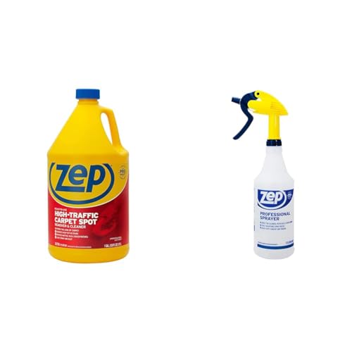 Zep High Traffic Carpet Cleaner 128Oz Removes Deep Stains Bundle With 32Oz Professional Sprayer Bottle Up To 30 Foot Spray cover