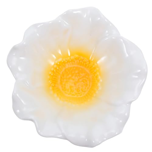 MUSISALY Bandeja de Cerámica para Joyas Diseño Floral Degradado Soporte Decorativo Amarillo para Anillos Collares y Pendientes Plato para Baratijas de Tocador Almacenamiento Versátil