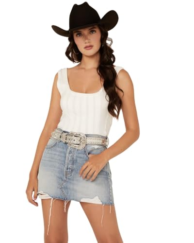 Shyanne Women's Crocodile Print Rhinestone Belt - 6556-SLV S M