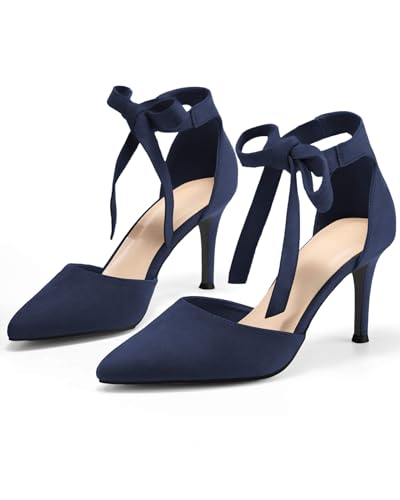 Image of Womens High Heel Pointed Toe Pumps Ankle Tie Classic Office Special Dress Party Shoes
