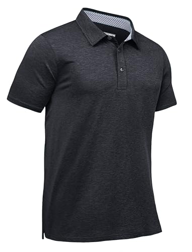 Image of KEFITEVD Men's Short Sleeve Polo Shirt Summer Casual Shirt Lightweight Quick Dry Golf Polo Shirt,Black,2XL