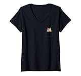 Photo Gallery donna t&d cute cat in a pocket maglietta con collo a v Photo Gallery donna t&d cute cat in a pocket maglietta con collo a v