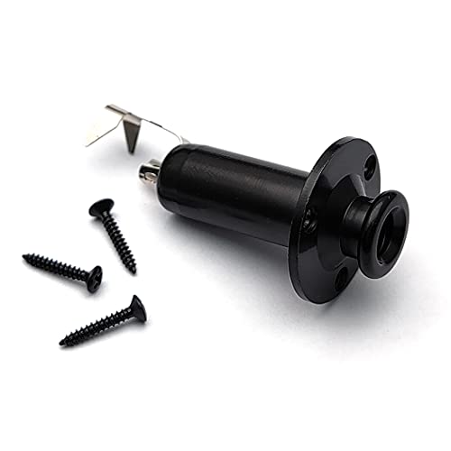 SAPHUE 6.35mm Acoustic Electric Guitar Bass Mono Endpin Output Jack Strap Button Jack Socket (Black)