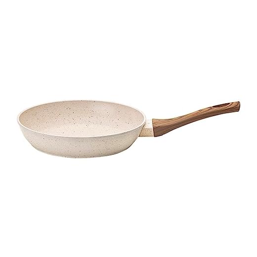 Mimo Style Frigideira Linha Cook - Estrutura em Alumínio Revestida em Cerâmica, Fundo de Indução. Cabo Soft-Touch, Não Esquenta. Funciona em Fogão a Gás, Elétrico e Indução (Marmol - Vanilla, 22cm)