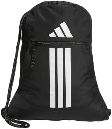 adidas Alliance Sackpack – Drawstring Backpack for Sports, Small Gym Bag, Black/3, OSFA