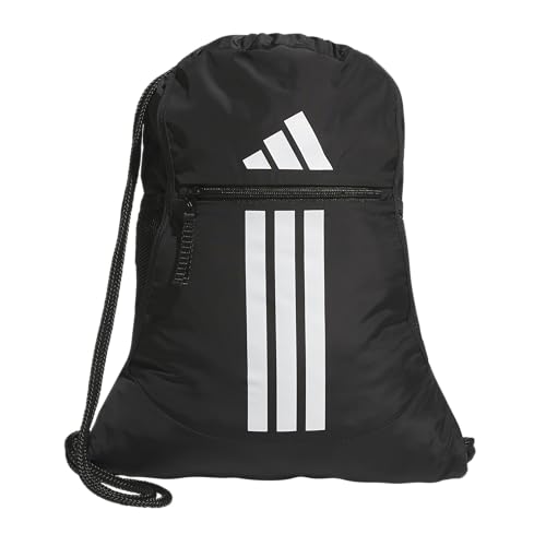 adidas Alliance Sackpack – Drawstring Backpack for Sports, Small Gym Bag, Black/3, OSFA