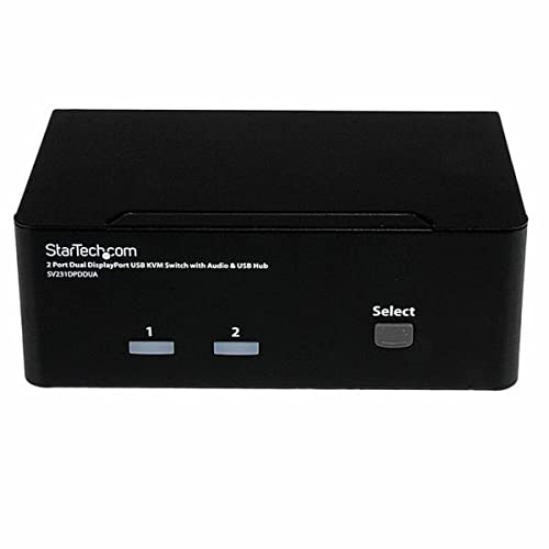 StarTech.com SV231DPDDUA 2 Port Dual DisplayPort USB KVM Switch with Audio & USB 2.0 Hub