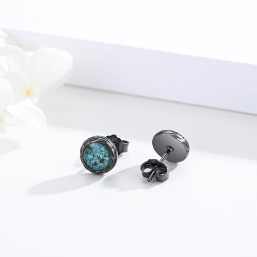 Black Stud Earrings 925 Sterling Silver Black Round Earrings Hypoallergenic Punk Gothic Jewelry Gifts Birthdays Christmas for Women Men - Image 4