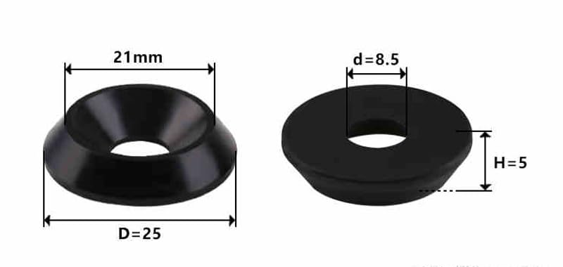Conical Countersunk Washer 1pc Plastic Concave Hole Countersunk Gasket Insulating Thickened Black Convex Washer Piece Conical(Silver)