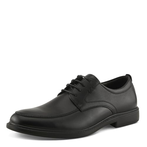 Spring Step Men’s Cedric Oxford – Classic Leather Lace-Up Dress Shoe with Stacked Heel and Cushioned Insole