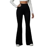 Nileton Sport Leggings Pants Flare Leg - High Waist- Black- Fitted, M
