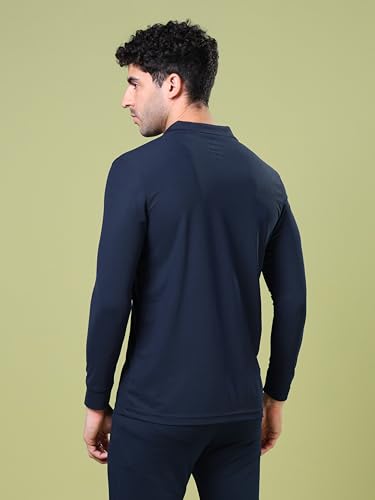 Image of TECHNOSPORT Mens Slim Fit Polyester Active Wear Collar Polo T-Shirt with Long Sleeves for Workout, Sports