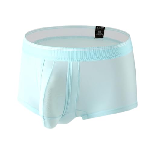 Mens Bulge Enhancing Underwear Ice Silk Trunks with Pouch for Balls